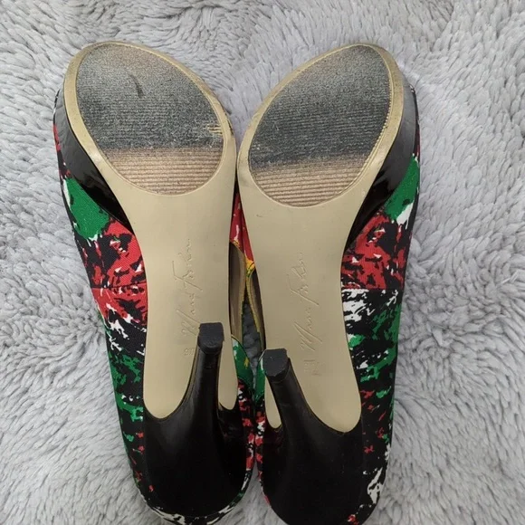 Marc Fisher Open Toe Platform Heels, Red Black Green Yellow White, Size 9.5 M - Picture 10 of 15